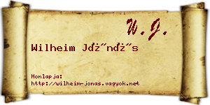 Wilheim Jónás névjegykártya